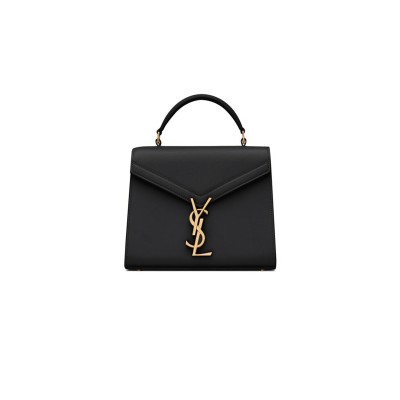 YSL CASSANDRA MINI TOP HANDLE BAG IN GRAIN DE POUDRE EMBOSSED LEATHER 623930BOW0W1000 (20*16*7.5cm)